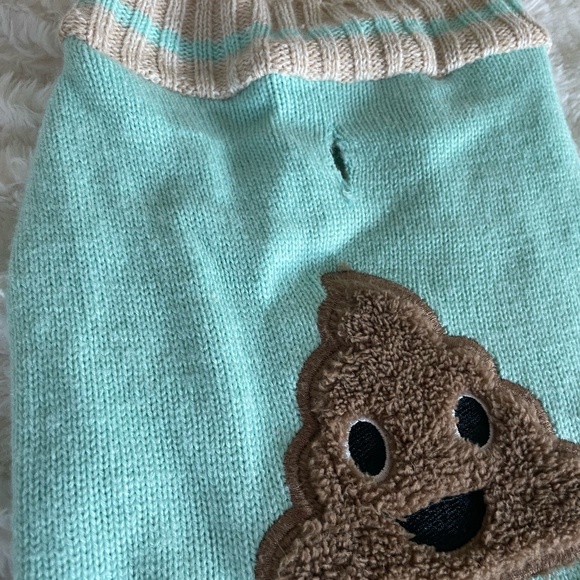 "POOP" EMOJI TURQOIUSE DOG SWEATER SIZE LG - Picture 3 of 6